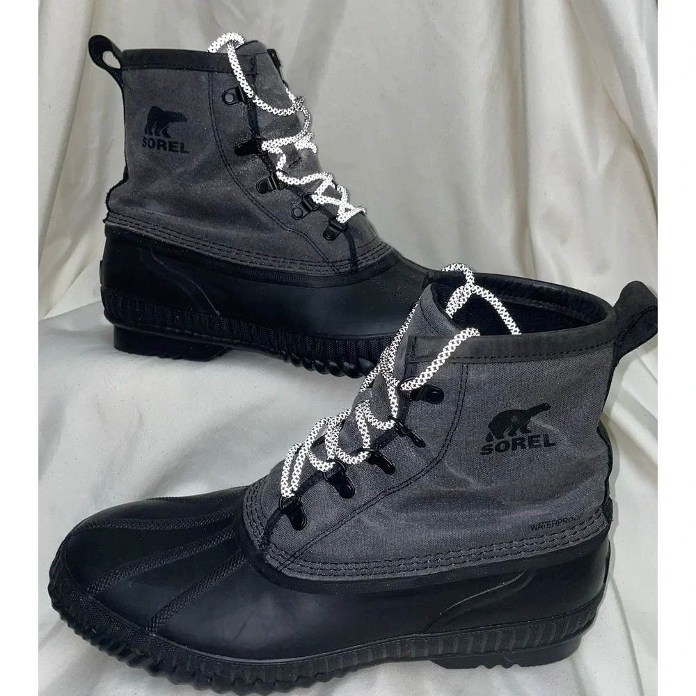 Sorel Mens Waterproof Boots Major Black NM2605-010 US 13 Rubber Lace Up Boots